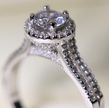 Simulation Diamond Ring For Women Double Row Ball Design Classic Four Prong Diamond Ring Copper Size 5 11 Sparkle