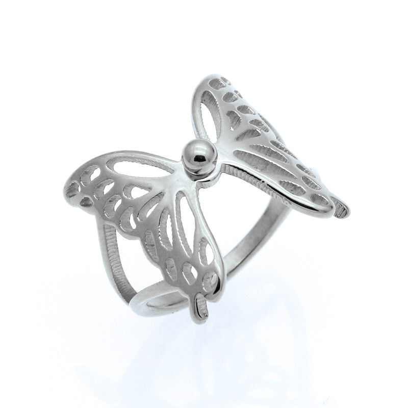 Adjustable Butterfly Ring Stainless Steel Unisex Ring With Opening Feature Individually Packed Couple Ring Set