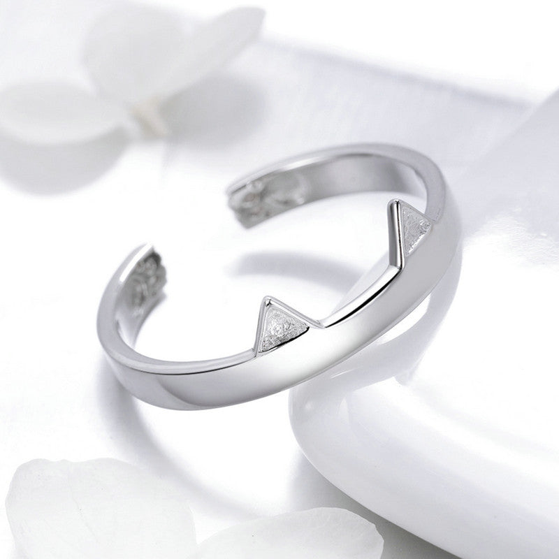 Sterling Silver Cat Ear Ring Platinum Plated Gift For Women Jewelry Individually Bagged Elegant Accessory Gift