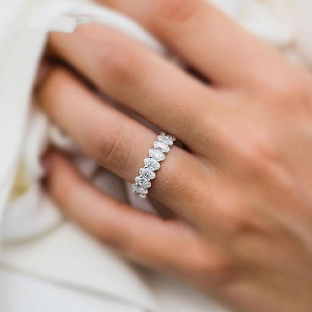 Egg Shaped Zircon Ring Geometric Copper Plated Electroplated Fashion Jewelry For Her Statement Gift Durable Quality