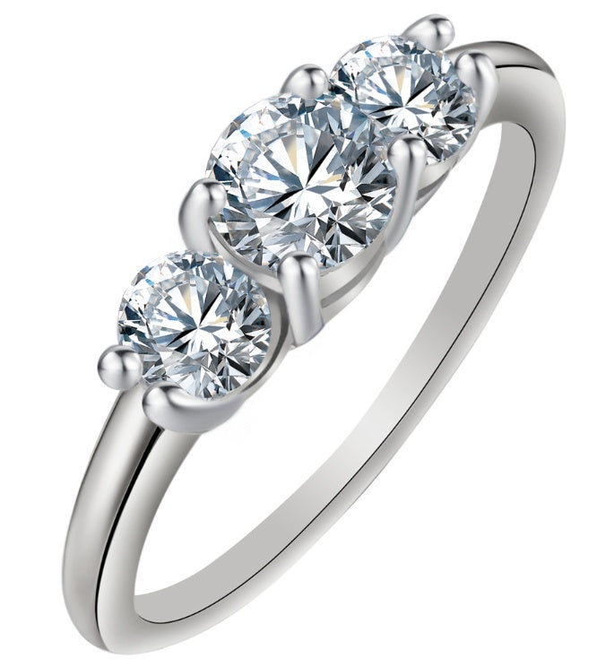 Copper Ring Platinum Plated With Zircon Stones Jewelry