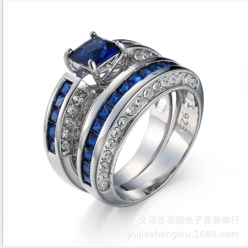 Zircon Ring For Women Copper Band With Sapphire And Diamond Accent Elegant Statement Jewelry Elegant Gift Idea