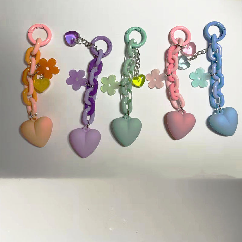 Acrylic Heart Keychain Pendant Peach Accessory Keyring