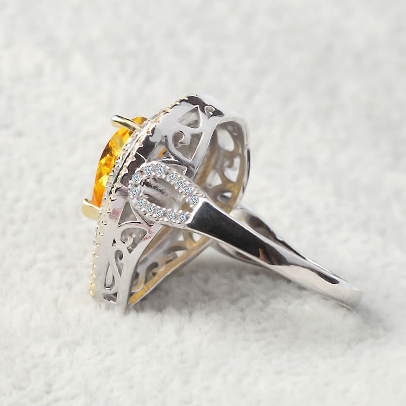 Water Drop Zircon Ring With Yellow Diamond For Weddings And Elegant Gift Jewelry Perfect For Special Occasions
