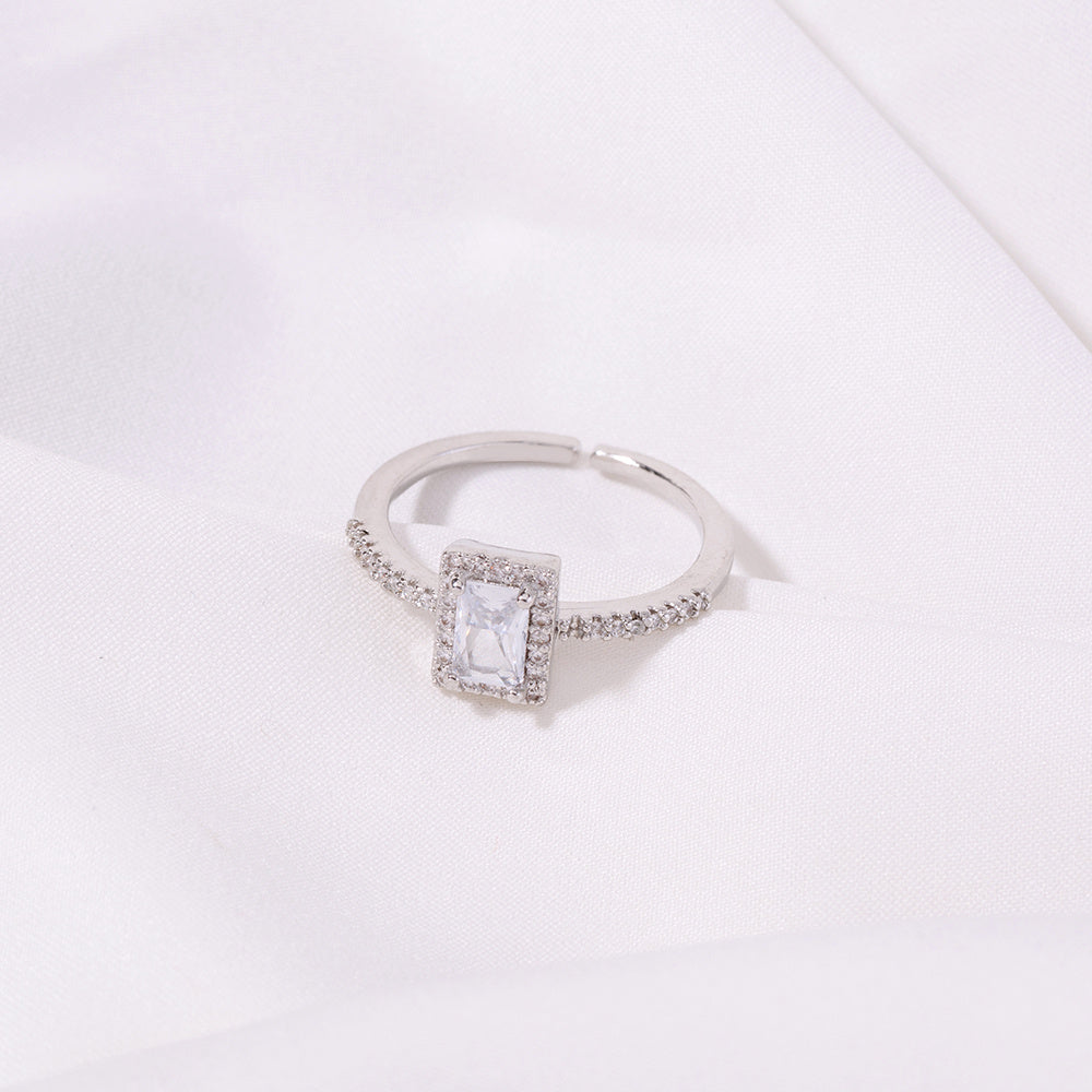 Adjustable Copper Ring With Micro Inlaid Zircon Fashion Jewelry For European And American Style Elegant Daily Wear