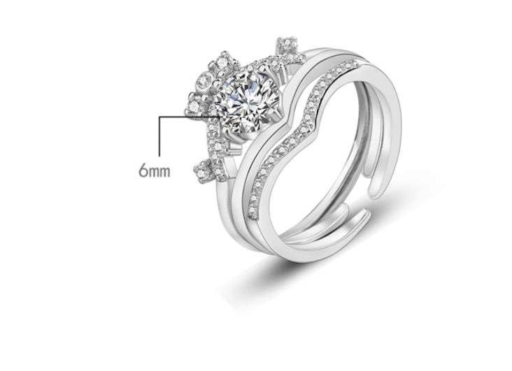 Womens Detachable Ribbon Ring Platinum Gold Three Piece Set Celebrity Inspired Fashion Ring Perfect for Everyday Wear