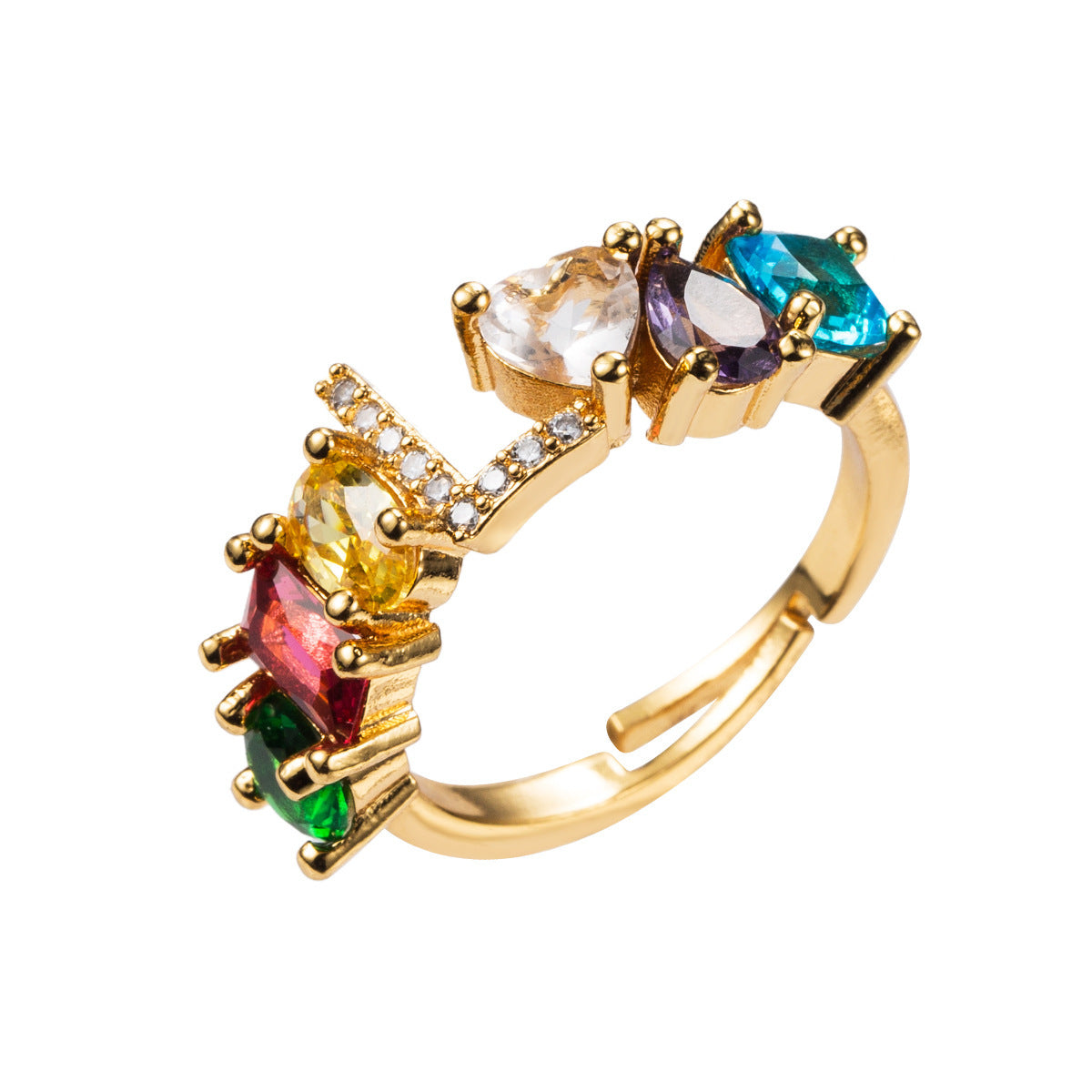 26 letters micro inlaid zircon letter ring