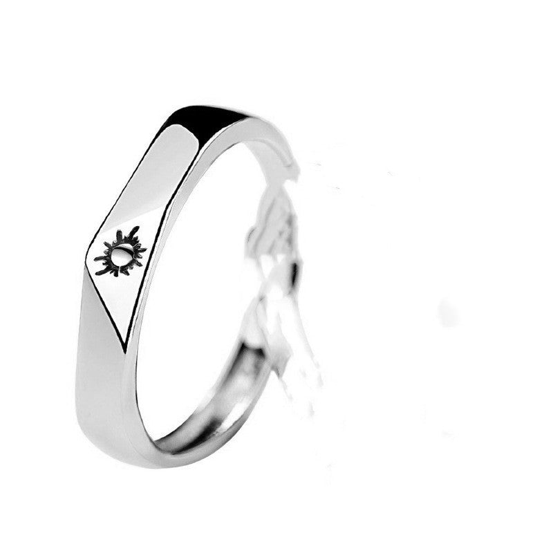 Couple Rings Adjustable Sun Moon Star Alloy Celestial Ring for Women and Men Cow Pattern Design Trendy Jewelry
