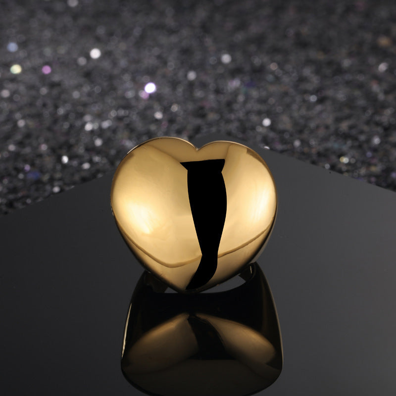 Heart Shaped Ring 18K Gold Plated Titanium Steel Mirror Polished Finish Fashion Jewelry Gifts For Her Everyday