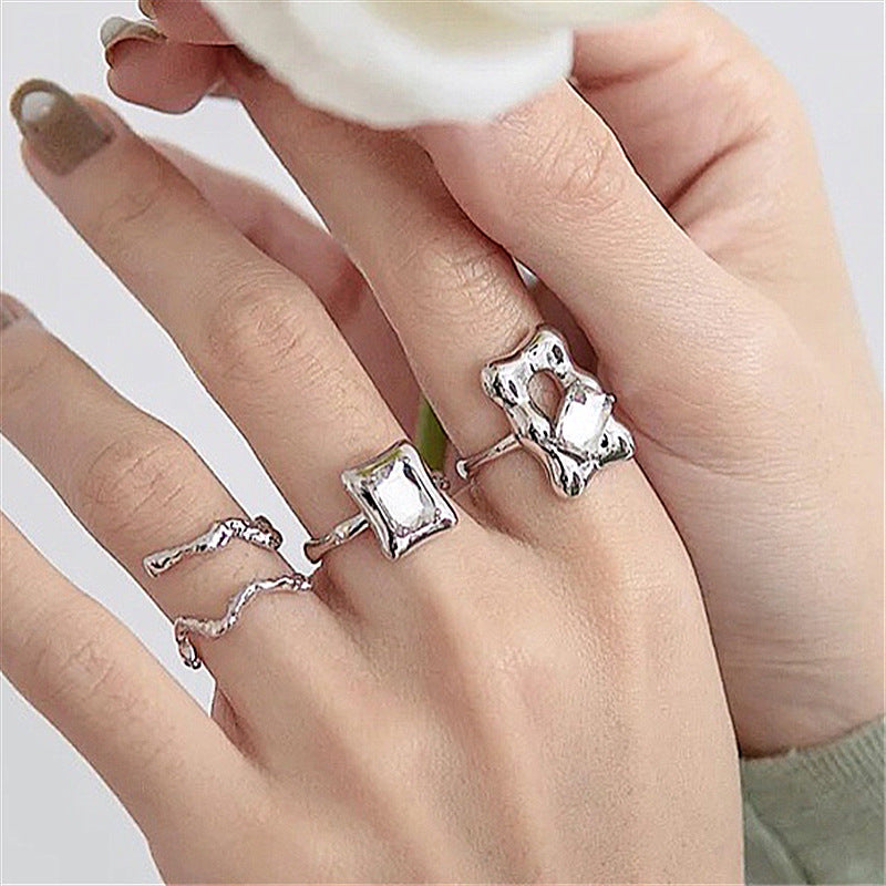 Womens Zircon Cube Ring Adjustable Opening Magic Mirror Geometric Copper Gold Plated Vintage Jewellery Classic