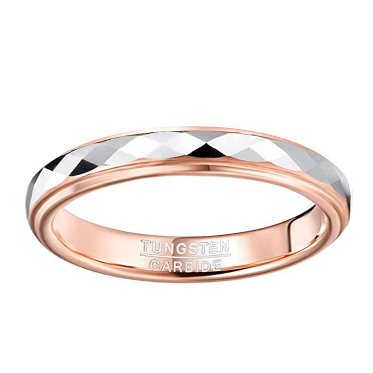 Womens Tungsten Steel Ring Geometric Diamond Silver Ring Simple Rose Gold Ring WeddingAnniversary BirthdayGift