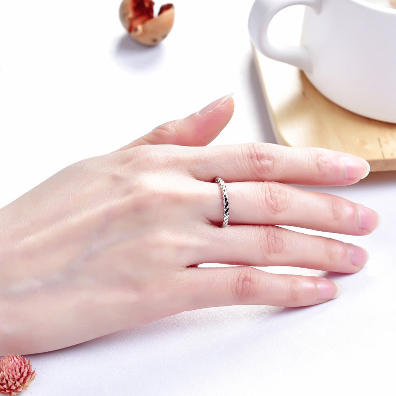 Sterling Silver Bowknot Ring Twist Pattern for Women