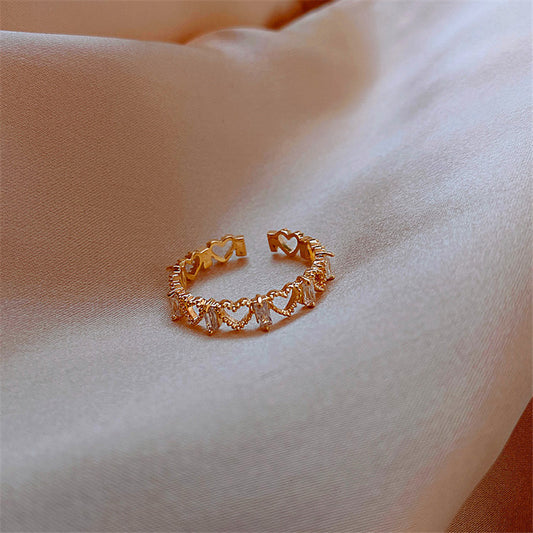 Adjustable Peach Heart Ring Japanese Korean Fashion Alloy Gold Plated Jewelry For Her Gift For Anniversary Joy