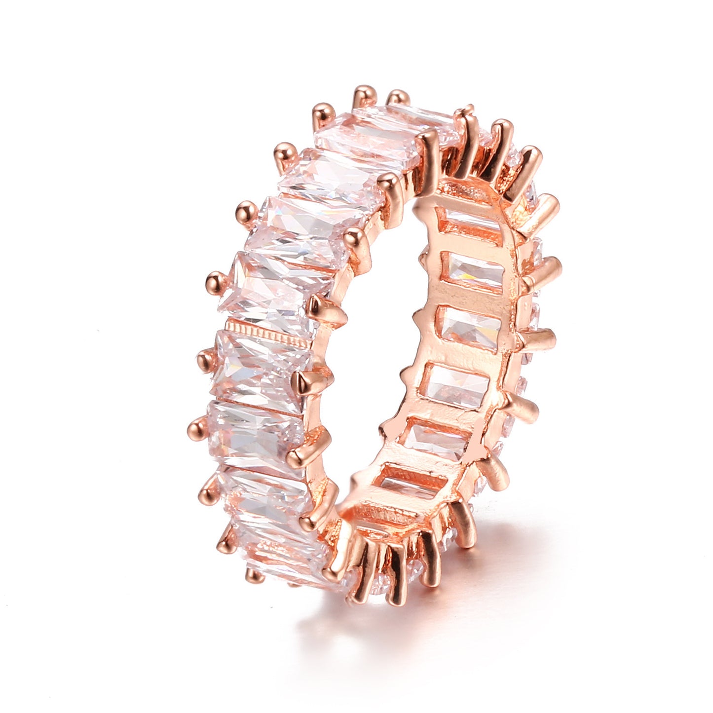 Womens Square Zircon Ring Geometric Gold Plated Artificial Diamond Engagement Ring Jewelry Gift Elegant Styles