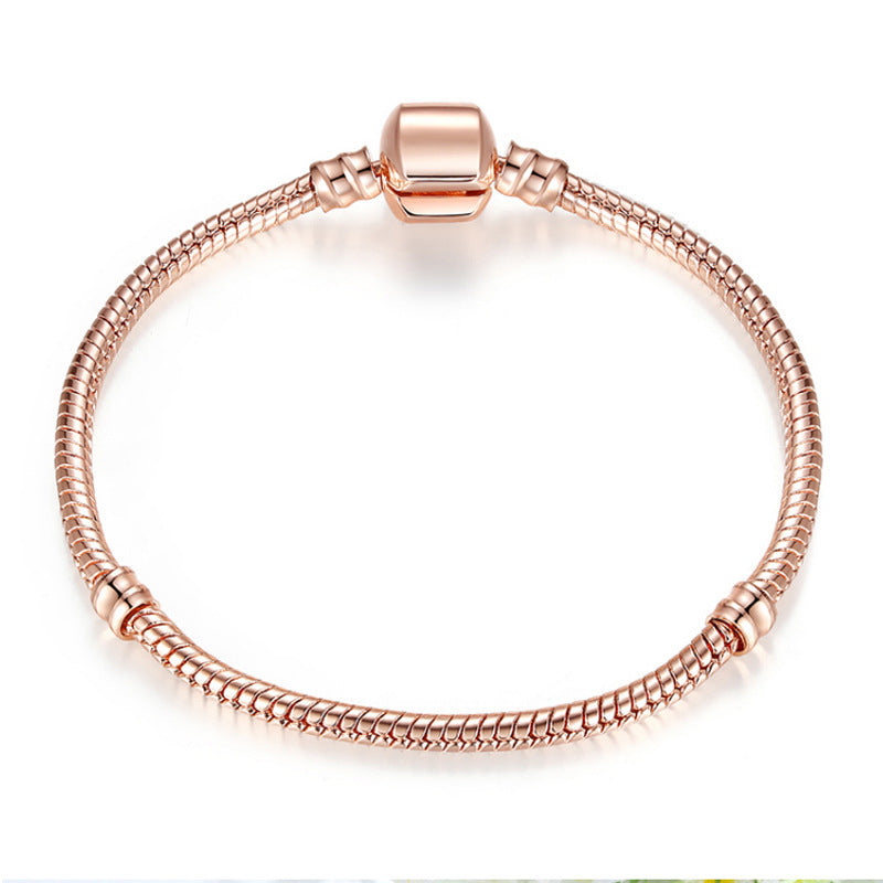 Adjustable Snake Chain Bracelet Geometric Silver Rose Gold