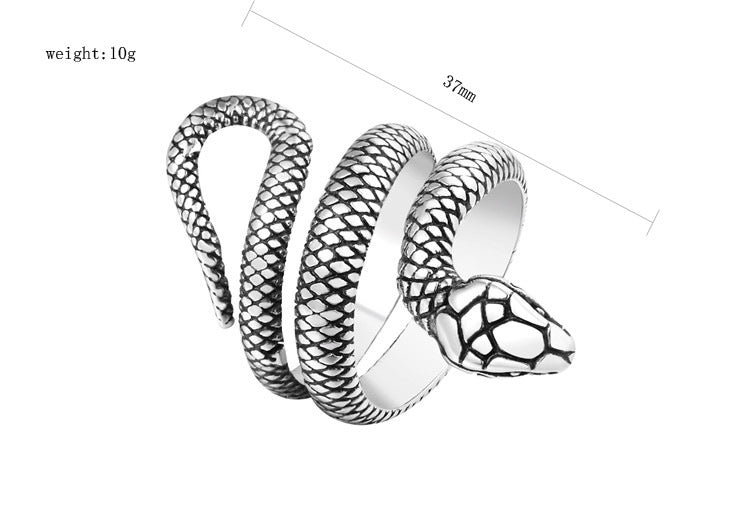 European and American Retro Personality Snake Python Titanium Steel Ring