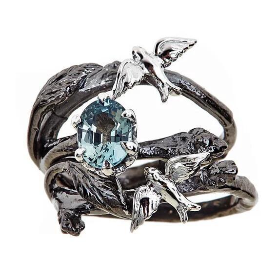 Geometric Alloy Rings For Women Branch Design Electroplated Couple Anniversary Jewelry Gift For Her Daily Style