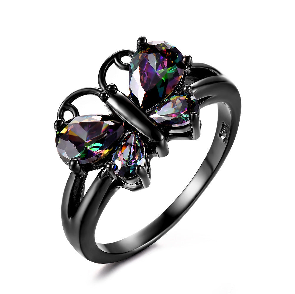 Gold Plated Butterfly Ring With Blue Zircon For Women Elegant Jewelry Gift Idea Trendy Accessory For Everyday Wear