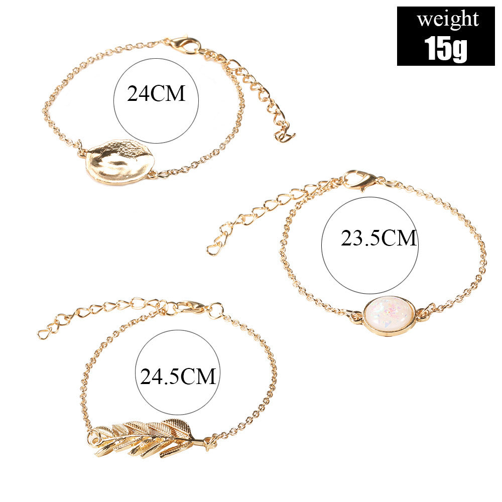 Womens Vintage Knotted Chain Bracelet Faux Pearl Geometric Alloy Jewelry Gift For Her Elegant Geometric Charms