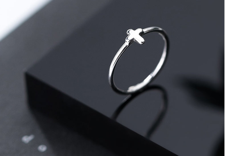 Minimalist Moon Cross Lightning Ring 925 Sterling Silver Tiny Joints For Fashion Women Party Gift Modern Jewel