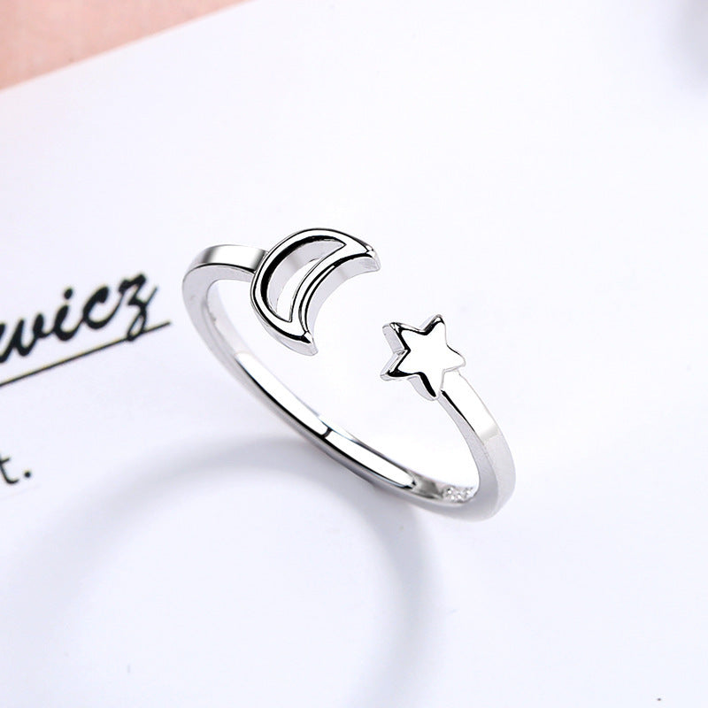 Adjustable Star Moon Ring Copper Open Ring For Festivals