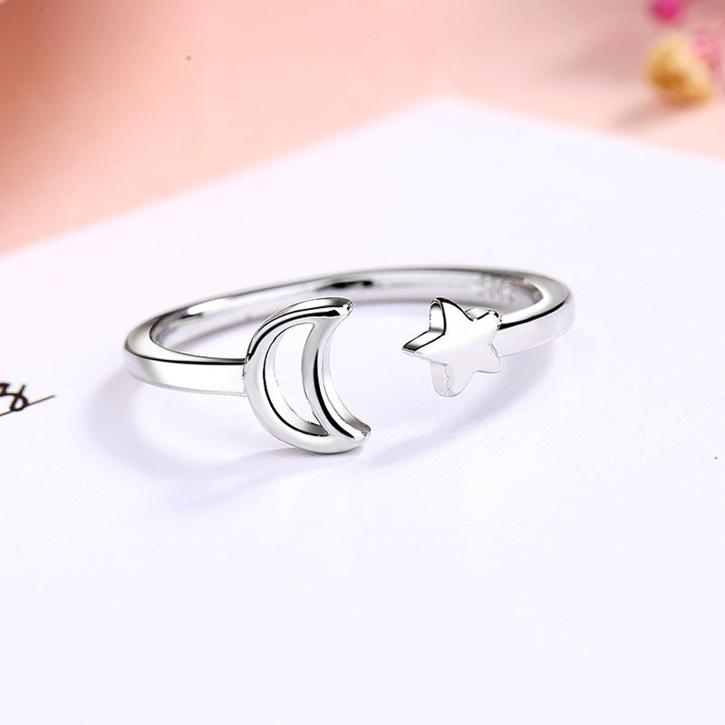 Adjustable Star Moon Ring Copper Open Ring For Festivals