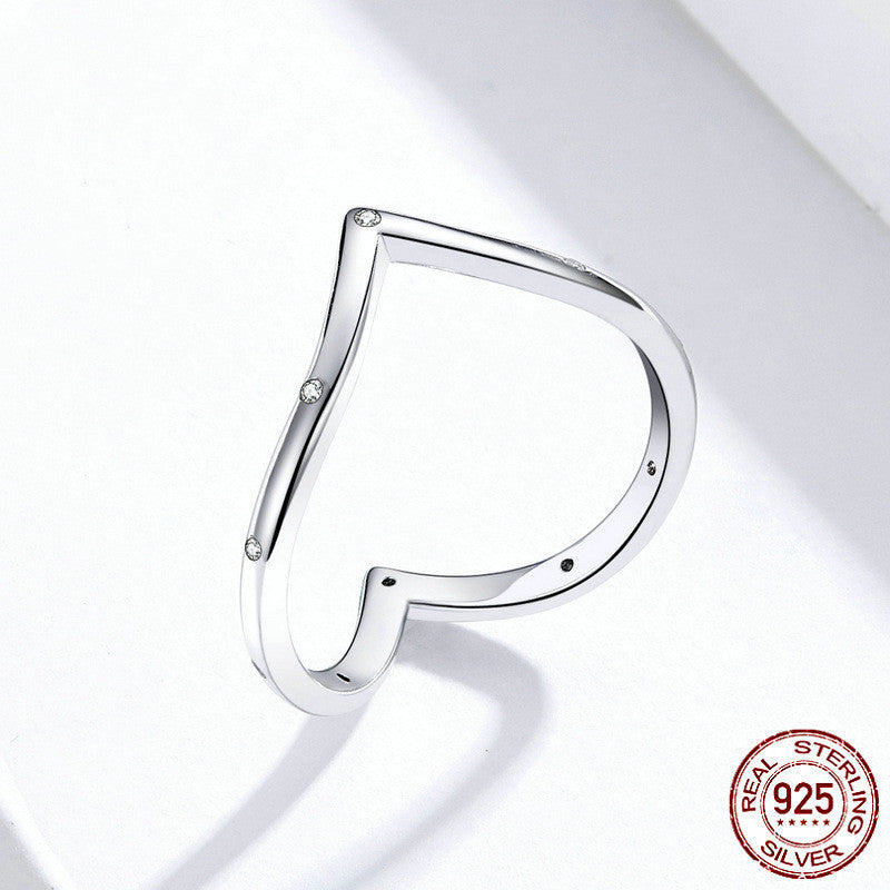 Women Heart Ring Sterling Silver Plated 925 Gemstone Inlay Diamond European American Style Jewelry Elegant Gift