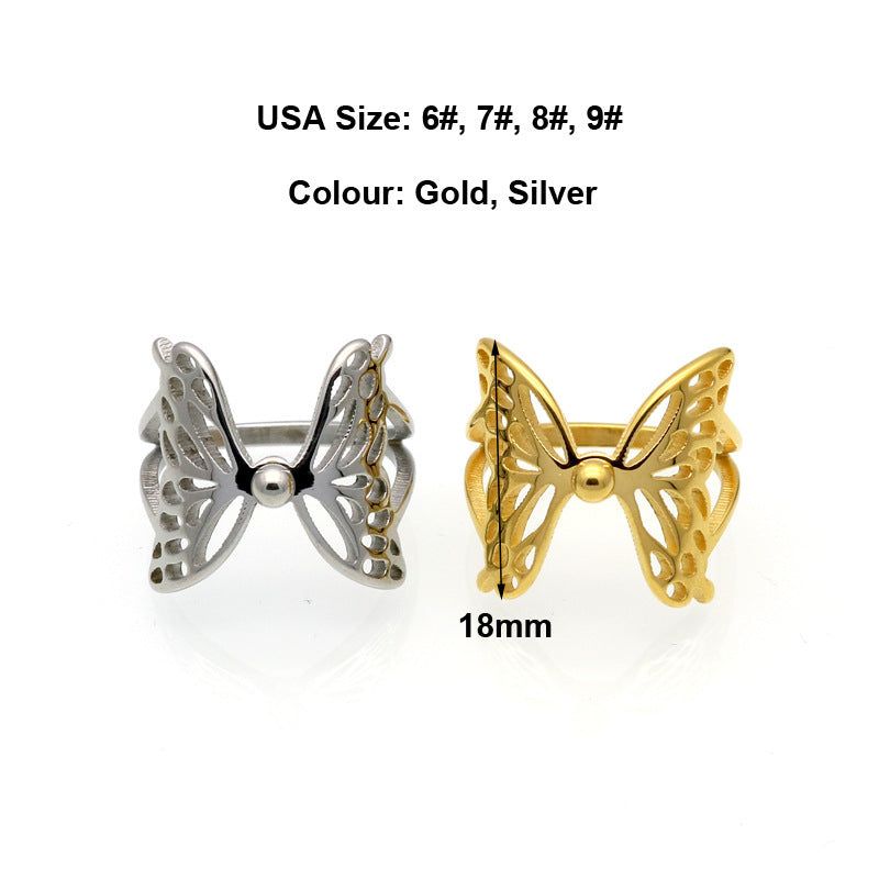 Butterfly Wings Hollow Ring 316L Stainless Steel Jewelry