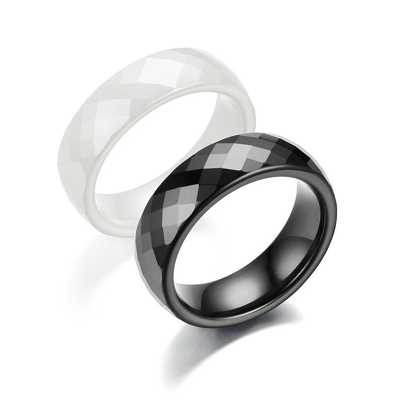 Ceramic Couple Rings Black White Polished 6mm Wide Wedding Band For Engagement Anniversary And Promise For Couples