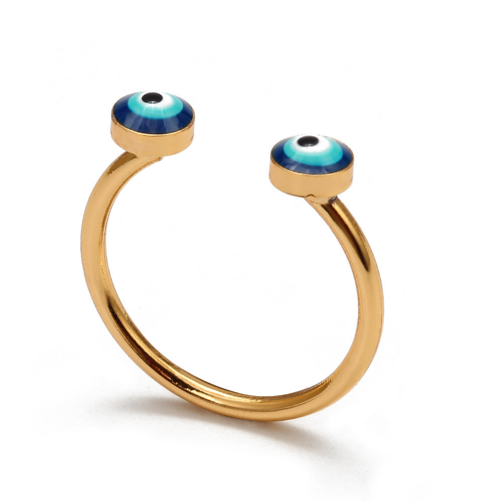 Devil Eyes Ring Gold Inlaid Adjustable Jewelry For Women