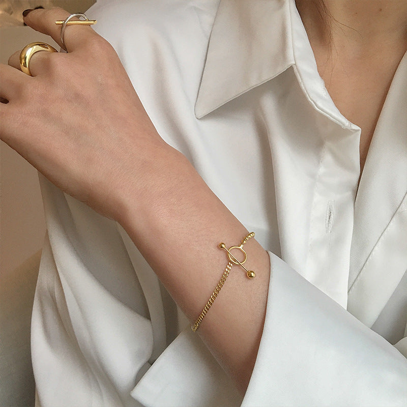 Womens Copper Bracelet Korean Geometric Electroplated Bracelet Buckle Design Individually Packed Jewelry White