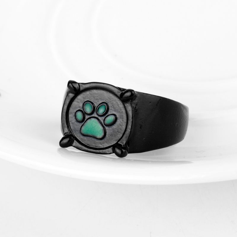 Animal Ring Cartoon Paw Print Rings For Men And Women Alloy Zodiac Ring Party Jewelry Gift Fashion Black Rings
