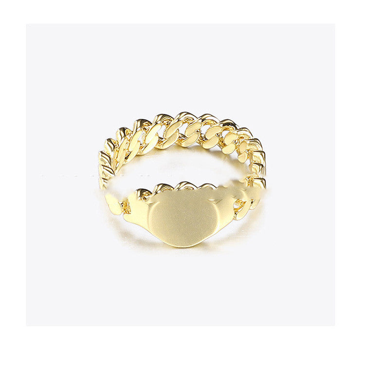 Womens 18K Gold Plated Chain Ring Copper Jewelry For Index Finger European Style Gift Gift For Her Style Piece