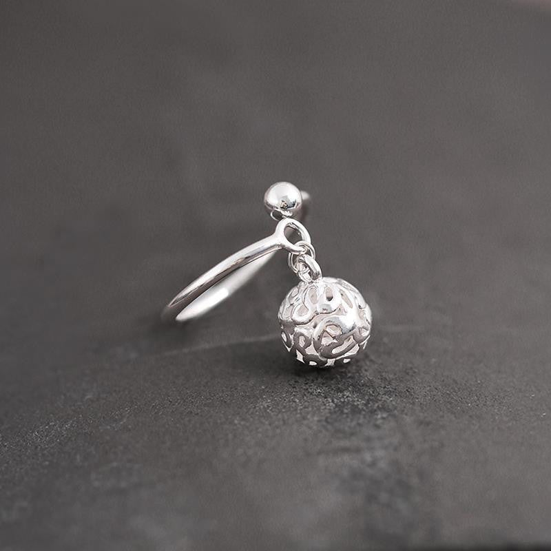 Womens Vintage Brass Ring Open Hollow Lucky Ball Design Constellation Jewelry Elegant Statement Fashion Ring For Women