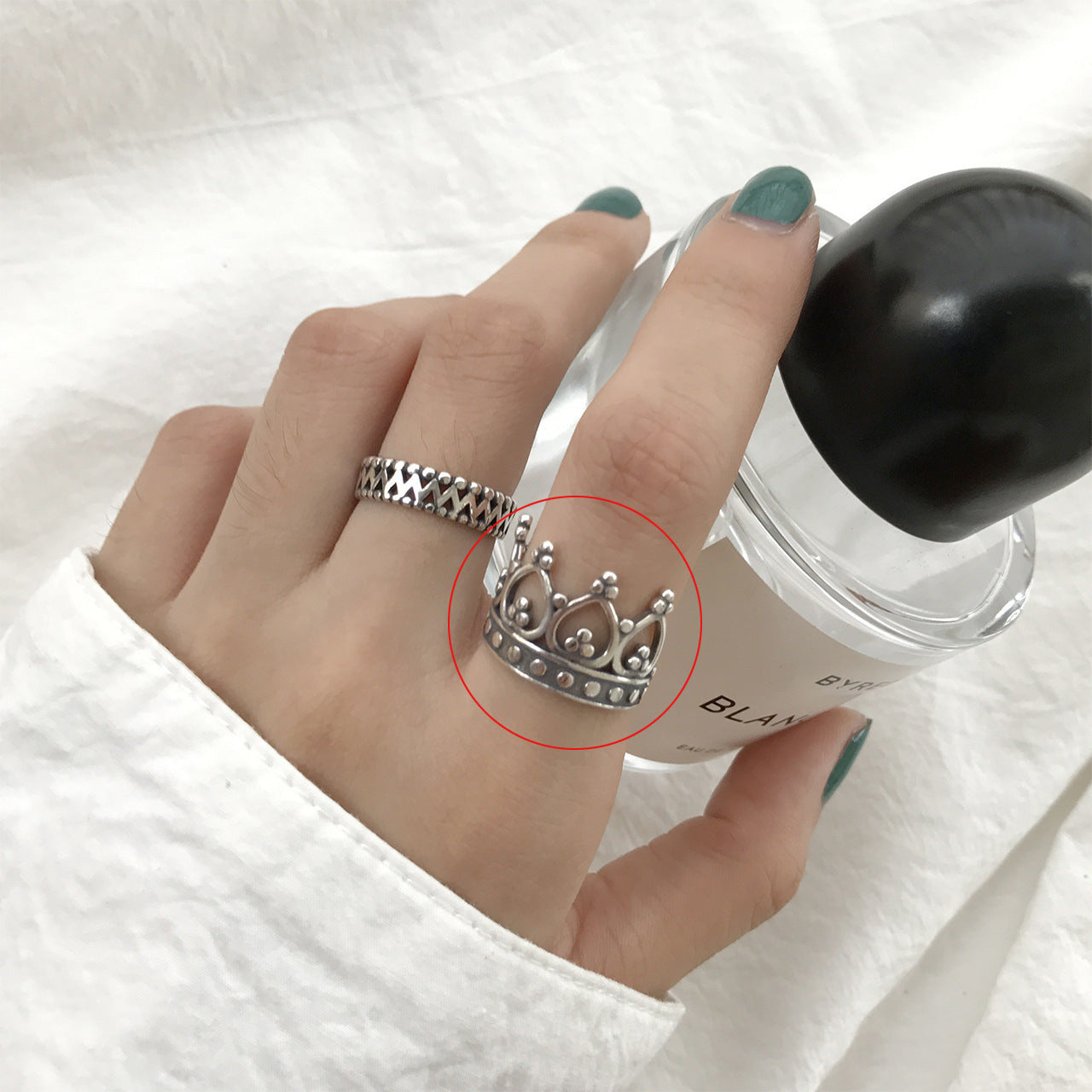 Womens Sterling Silver Ring Retro Crown Design Electroplated S925 Silver Ring Festival Gift For Her Grace Gleam