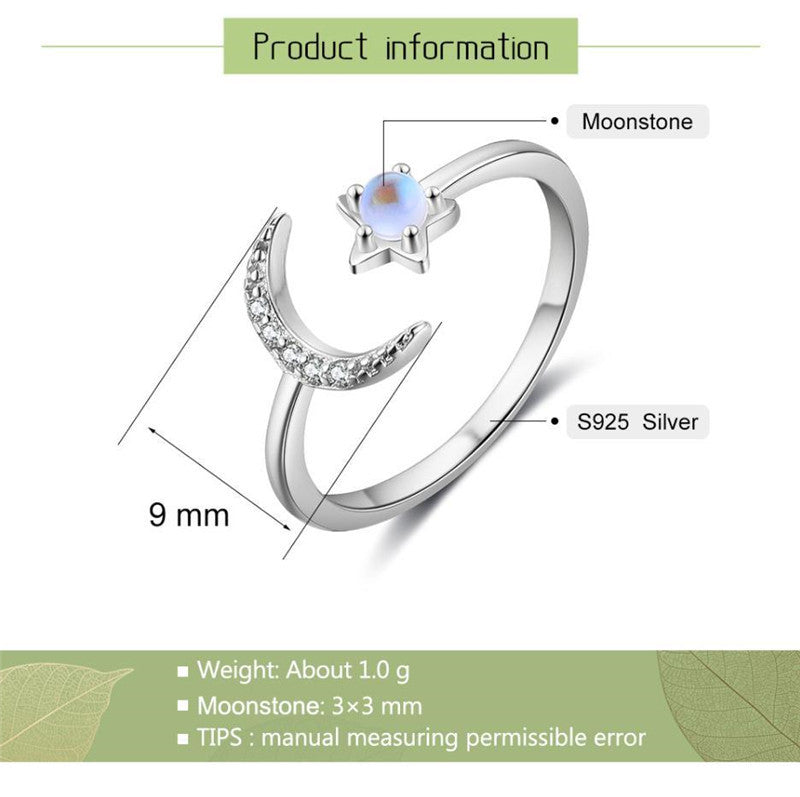 Womens Sterling Silver Star Ring Gemstone Jewelry Elegant Star Design Electroplated Accessory Fashion Gemstone