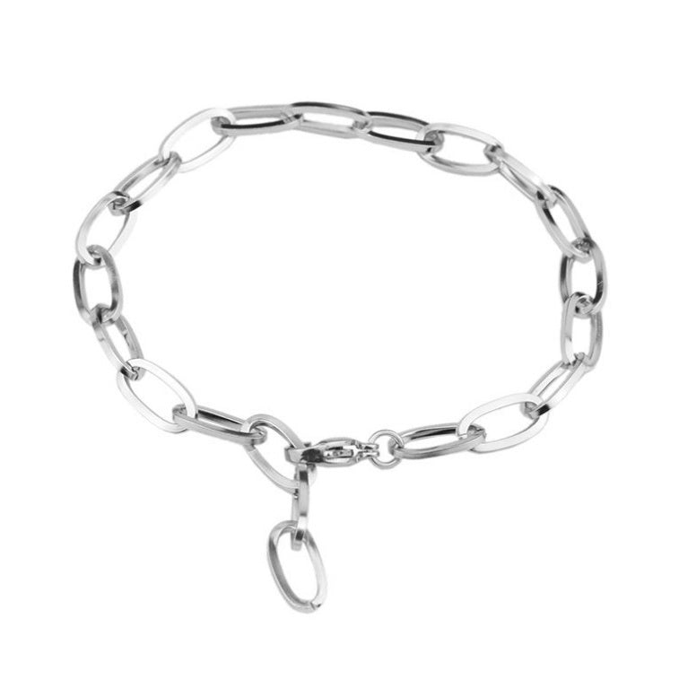 Unisex Titanium Steel Bracelet Retro Chain Polished No Fading Hypoallergenic Jewelry Everyday Wear 22cm Length