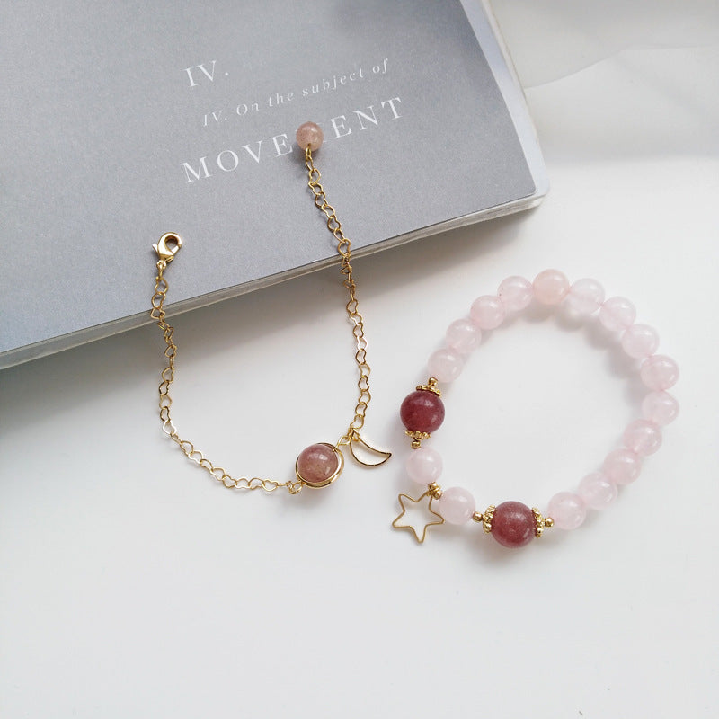 Womens Star Moon Bracelet Geometric Alloy Electroplated Heart Design Elegant Korean Gift Jewelry Cozy Style Now