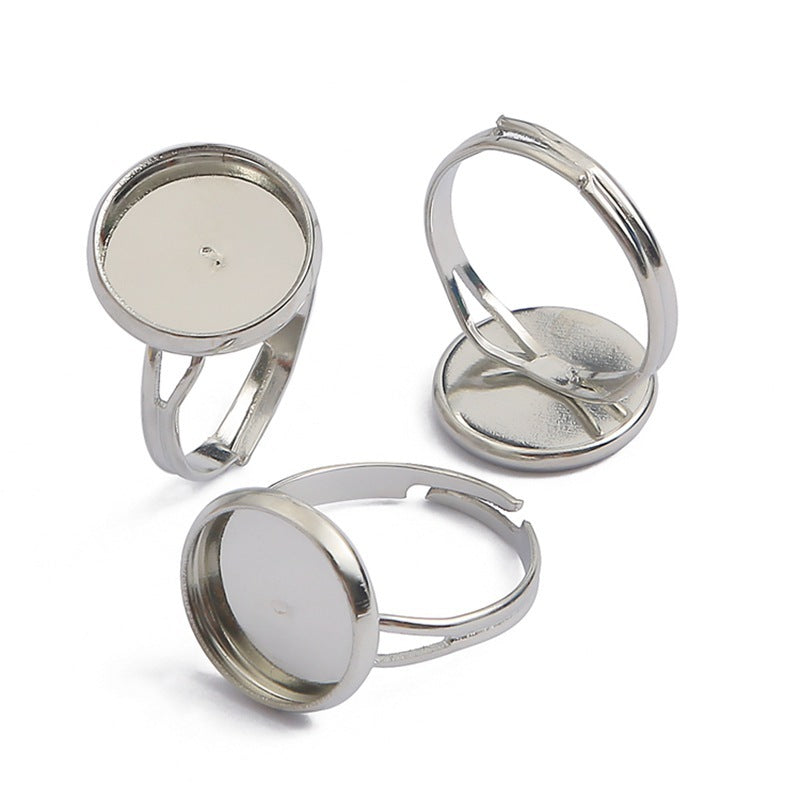 Adjustable Metal Ring Base For Inlaid Rings Glass Patch Pendants Jewelry Making Electroplating For Tiny Makers