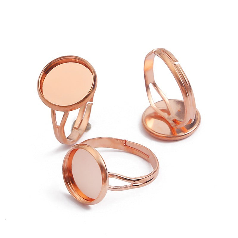 Adjustable Metal Ring Base For Inlaid Rings Glass Patch Pendants Jewelry Making Electroplating For Tiny Makers