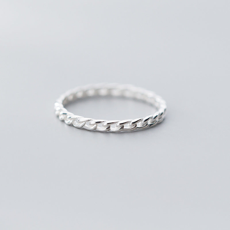 S925 Sterling Silver Simple Twist Chain Ring Women Exquisite Hand Jewelry Small Size 5 6 7 8 Purity 925 Silver Bulk