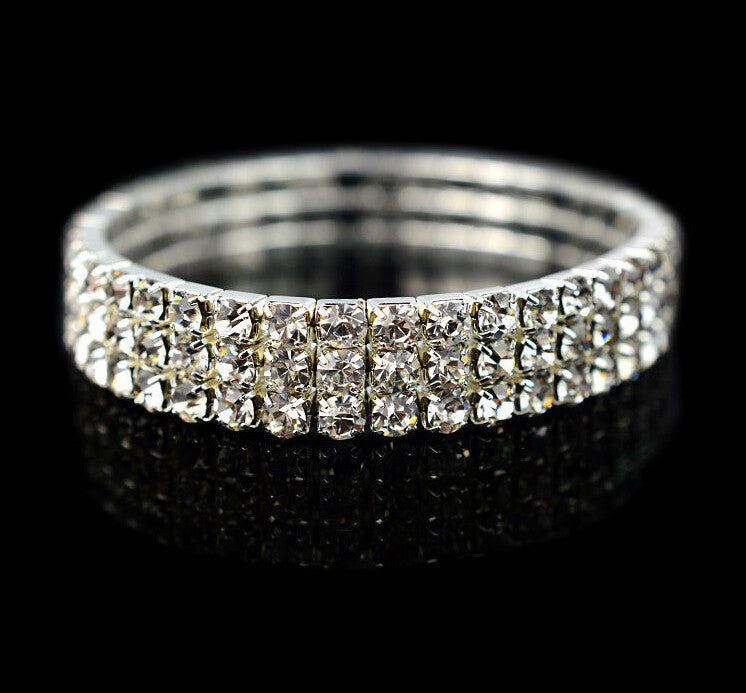 Crystal Diamond Inlaid Alloy Bracelet Korean Fashion Stretch Bangle Individually Packed With Timeless Sparkles