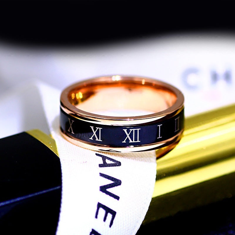 Black Roman Numeral Titanium Steel Ring For Men Women Durable Fashion Jewelry Everyday Accessory For Every Day