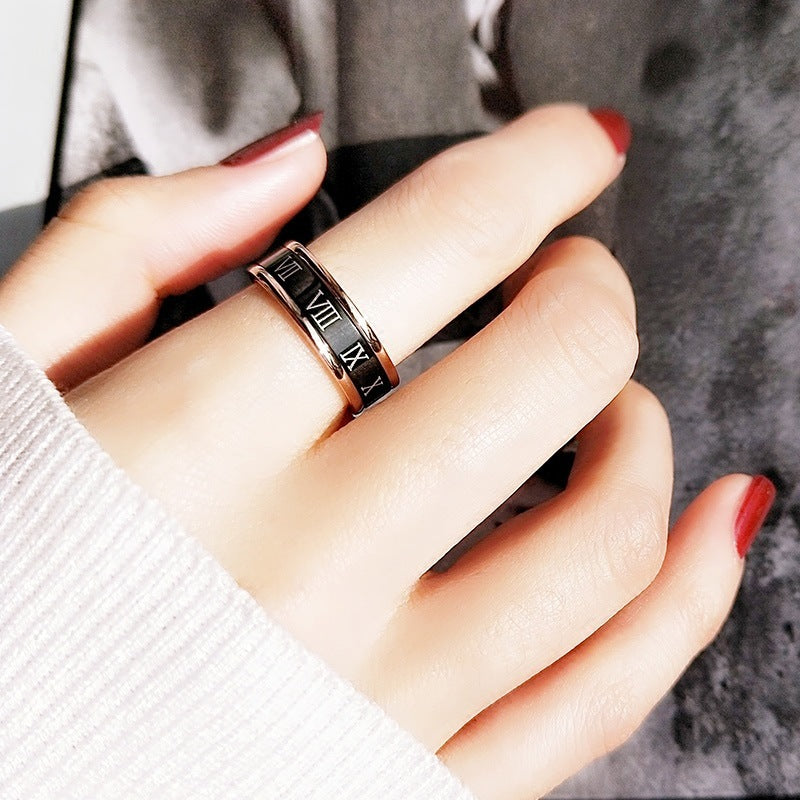 Black Roman Numeral Titanium Steel Ring For Men Women Durable Fashion Jewelry Everyday Accessory For Every Day