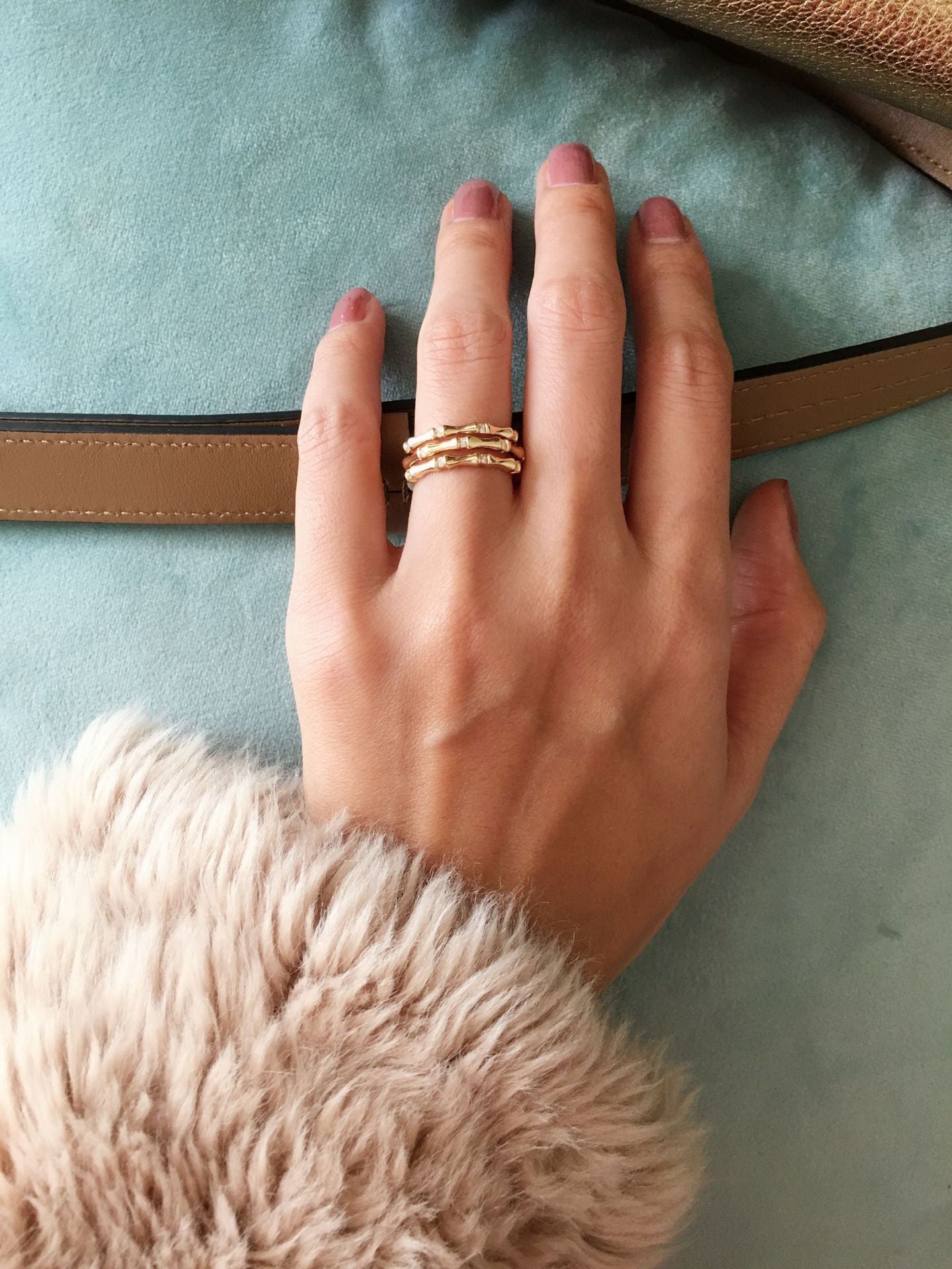 Resilient Bamboo Ring Female Golden Niche Exquisite European And American Simple Trendy Ring