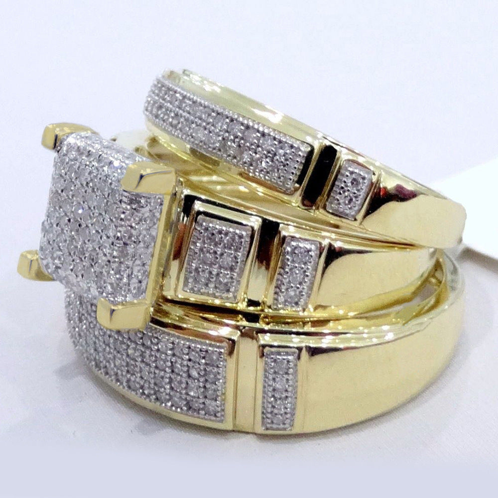 Gold Tone Alloy Diamond Ring For Women Men Size 5 To 12 Jewelry Gift Elegant Design With Delicate Sparkle Glow