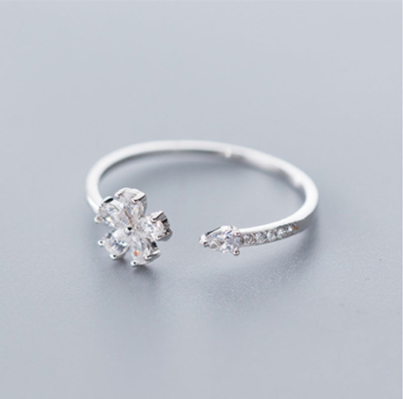 Five Petals Flower Ring For Women S925 Silver Jewelry Floral Elegant Delicate Anniversary Gift For Her Jewelry