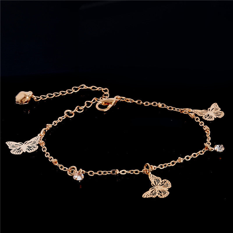 Womens Star Anklet Zircon Butterfly Dragonfly Charms Electroplated Alloy Ankle Bracelet Jewelry Gift for Women Now