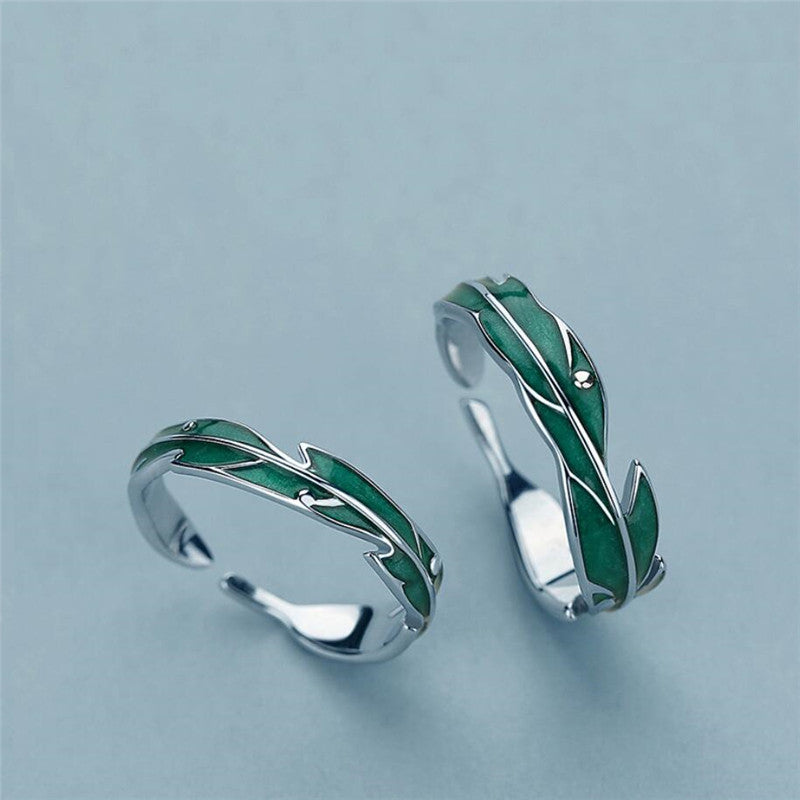 Copper Floral Couple Rings For Him And Her Epoxy Design Electroplated Matching Jewelry Set For Special Occasion