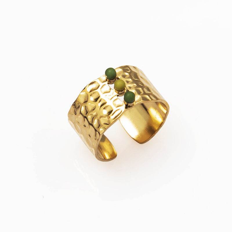 Womens Stainless Steel Ring With Geometric Design 18K Gold Plated Titanium Steel Ring Retro European American